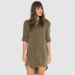 NWT Bella Dahl Western Fray Shirt Dress